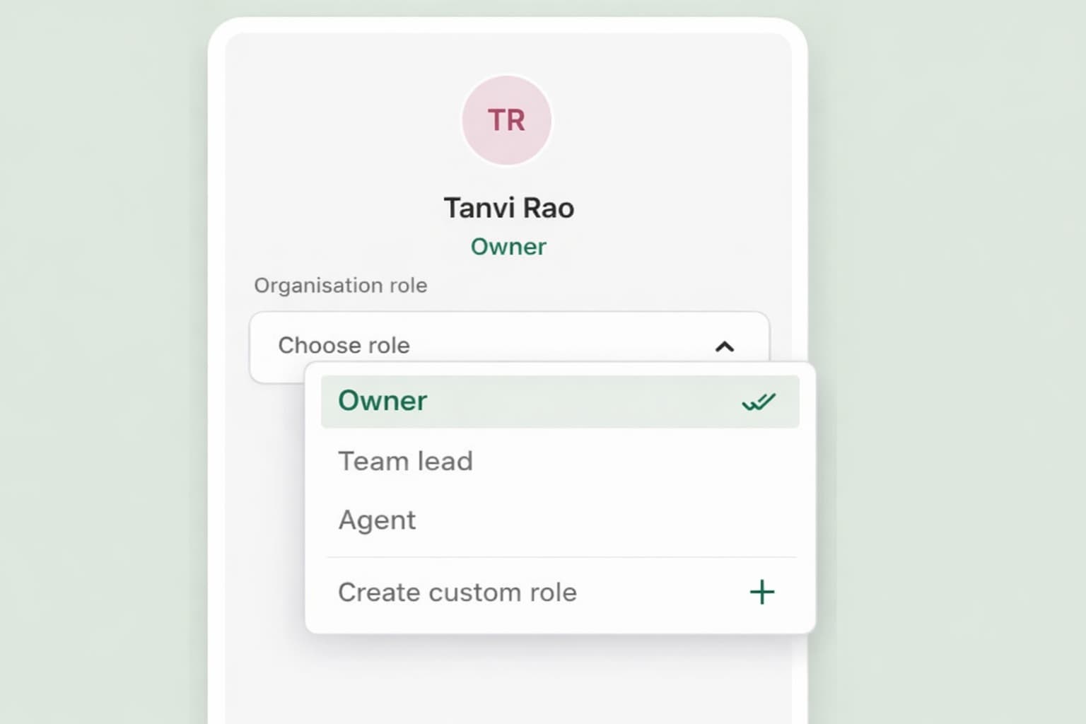 Roles and access control UI screenshot