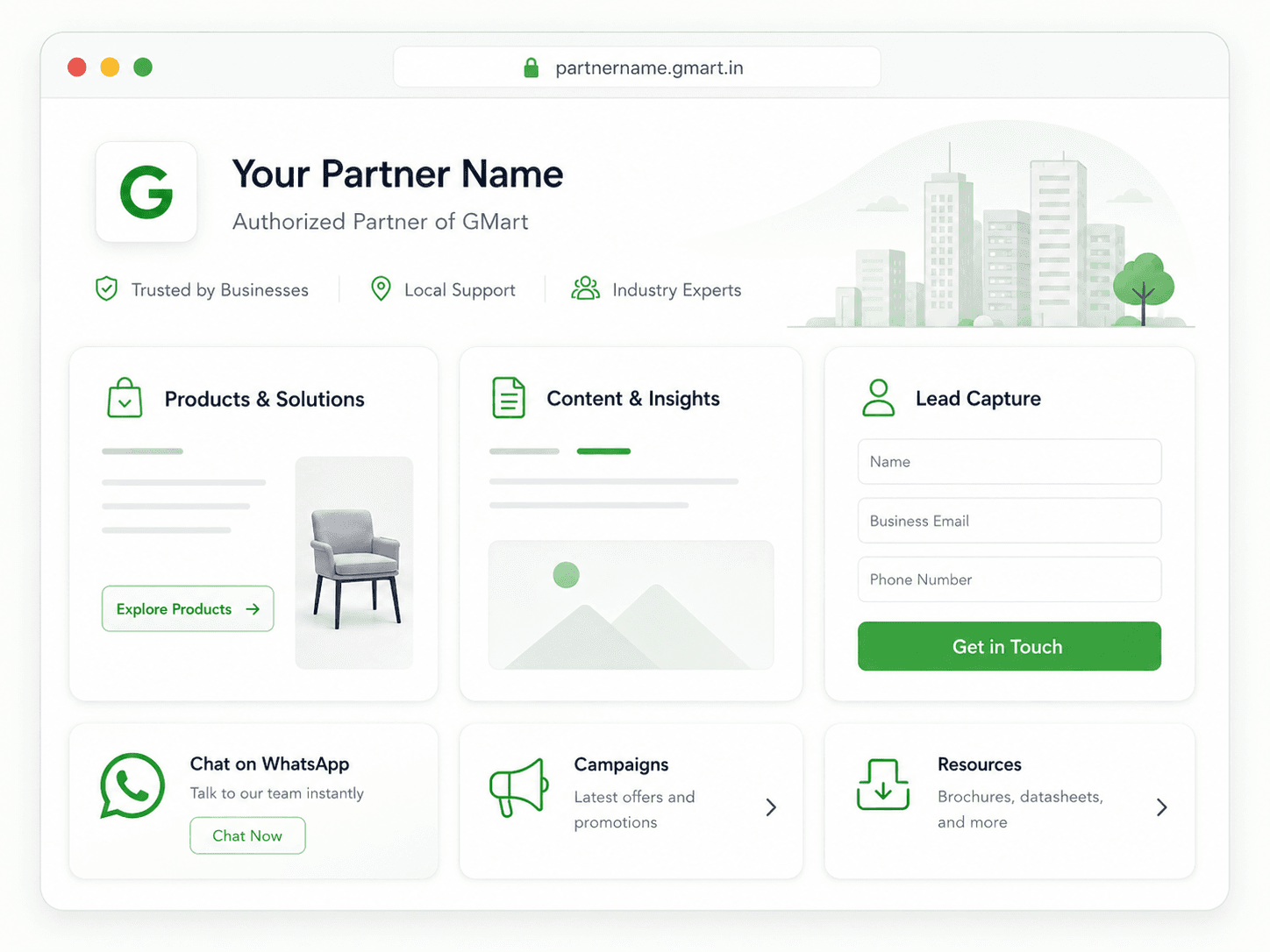 GMart partner marketing enablement dashboard